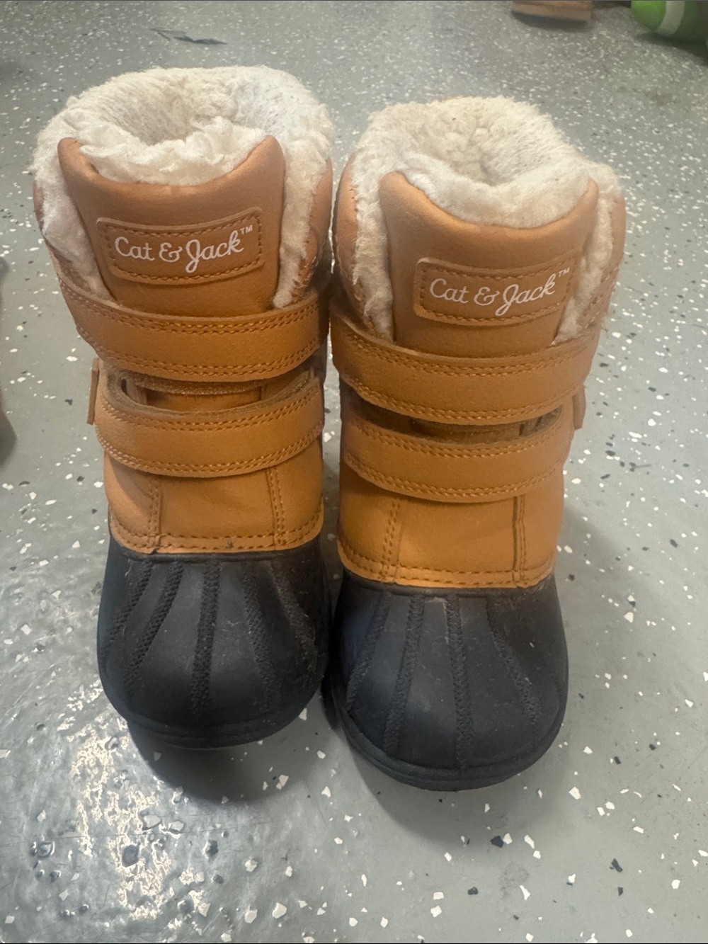 Cat & Jack Tan and Black Kids Winter Boots with Plush Lining